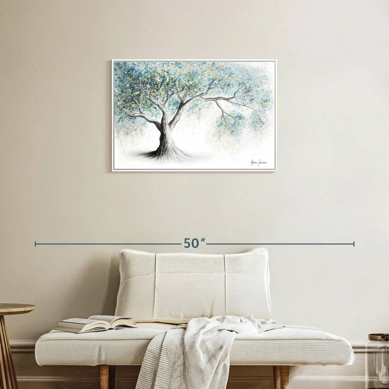 Arbre givré doux, Cadre flottant blanc, 31 po x 21 po