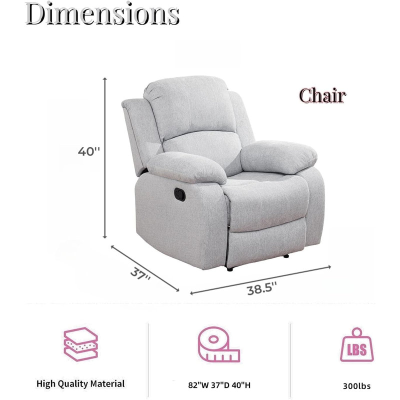 Jalus Recliner, White Cotton Blend