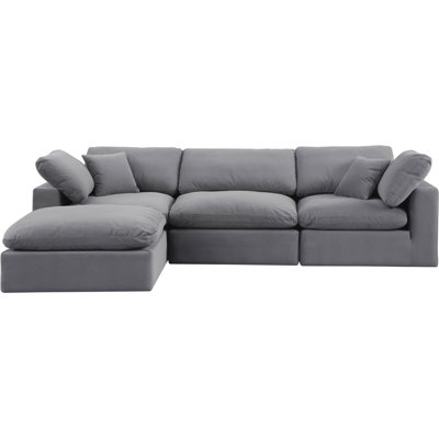 Kirstey Velvet L-Shaped Sectional Reversible
