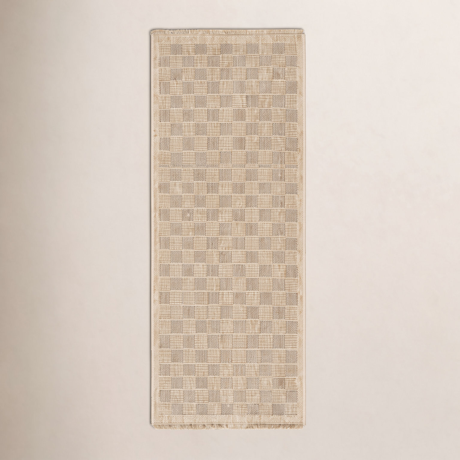 Abbie Checkered Outdoor Rug, Runner 2'7" x 7'