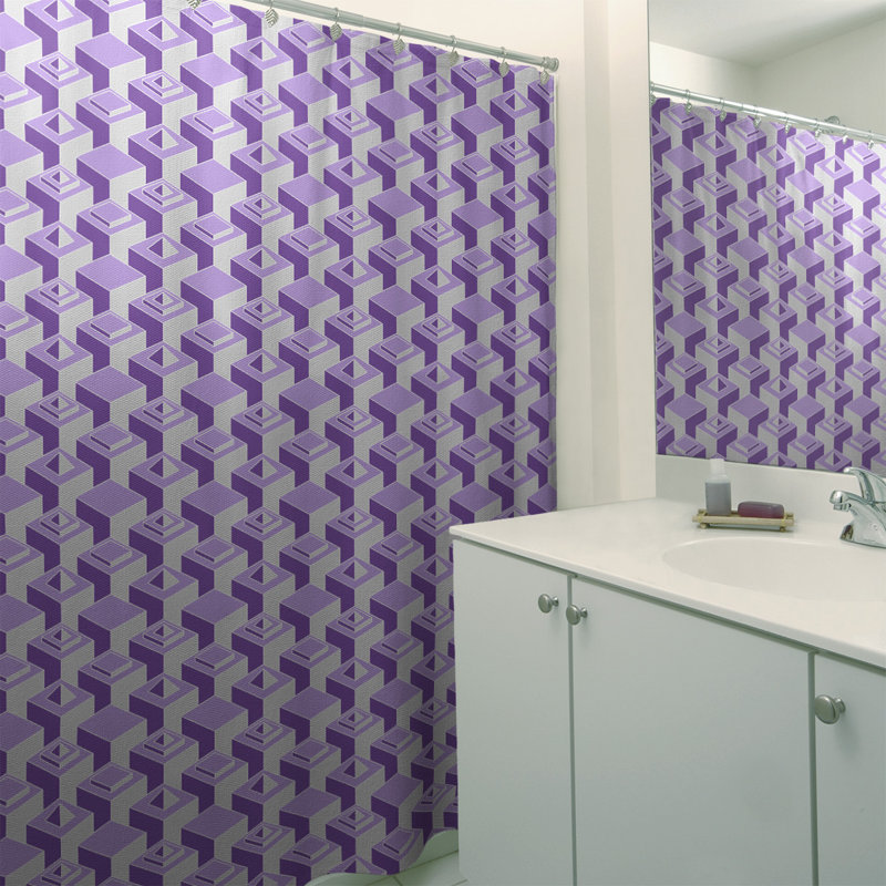 Rideau de douche simple Classic Skyscrapers, Mauve / Blanc