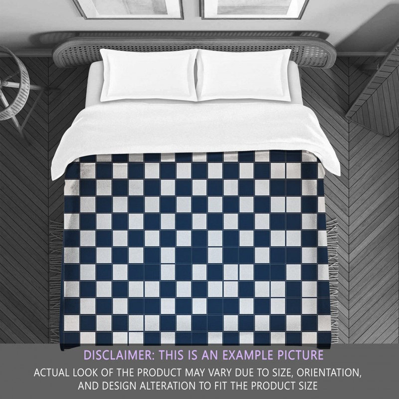 Machine Printed Comforter, Twin Comforter, Navy/White Checkered
