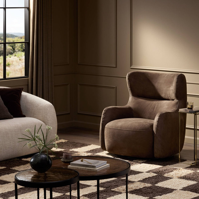 Mardell Swivel Chair-Nubuck Cigar