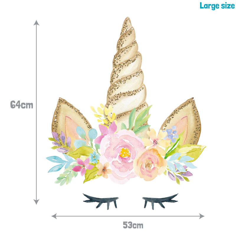Unicorn Horn Wall Sticker, 64cm H x 53cm W
