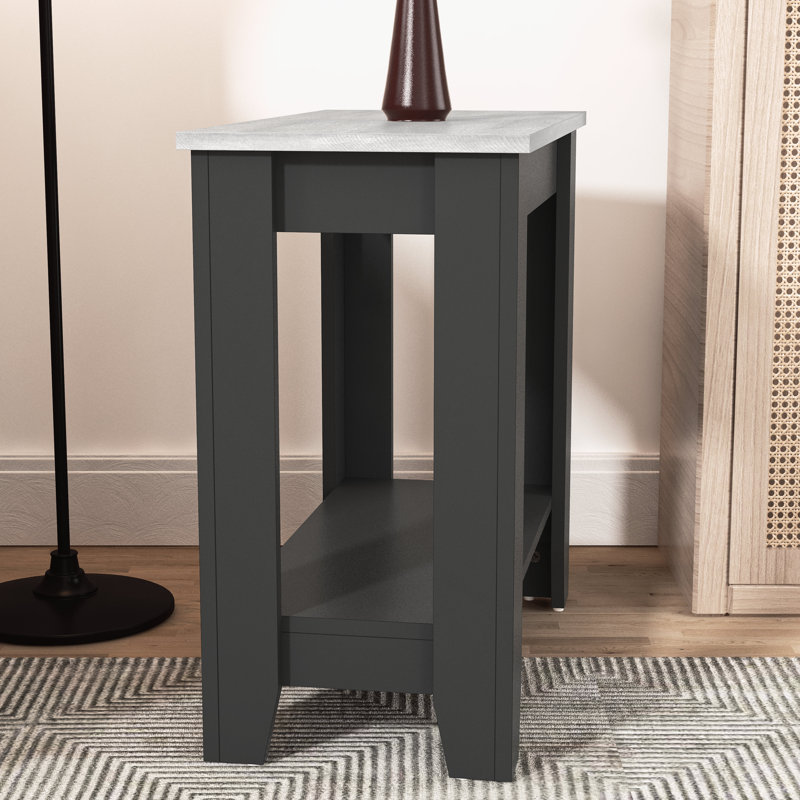 Table de bout avec rangement Weddel Basilico, Matte Black/Dusty Gray Oak