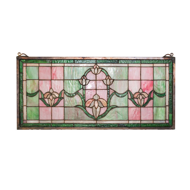 Vitrail de 24 po de largeur x 11 po de hauteur avec tulipes
