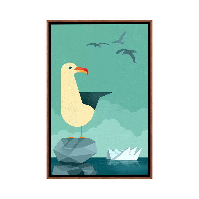 Seagull by Dieter Braun - Print on Canvas, Classic Brown Wood Framed, 66.04 cm H x 45.72 cm W