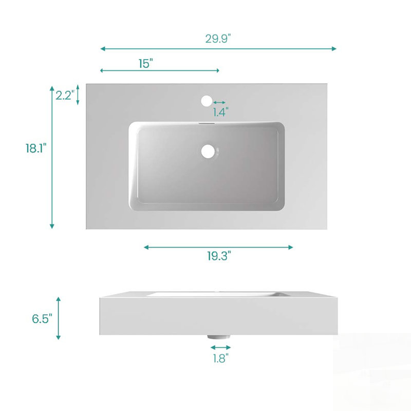29.9'' Solid Surface Bathroom Vanity Top