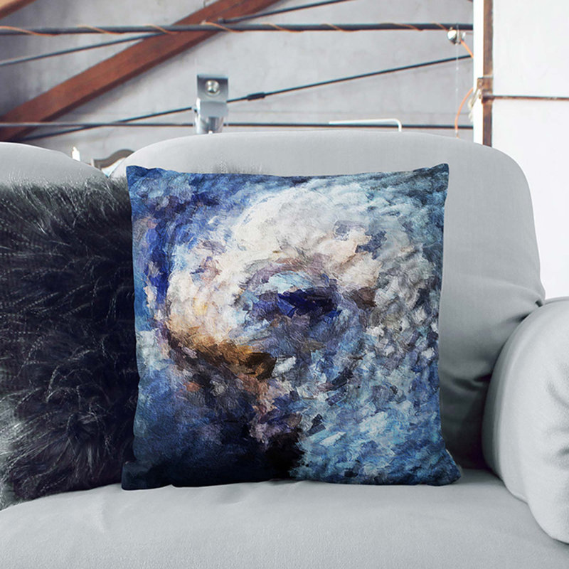 Abstract Square Throw Cushion, White, 40cm H x 40cm W x 15cm D