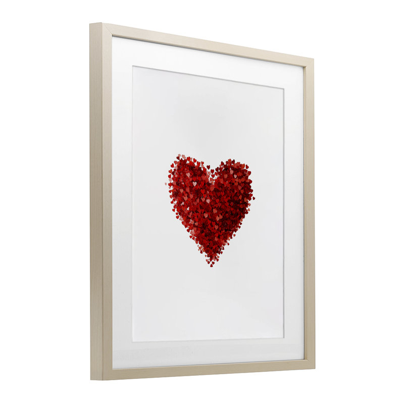 Cluster of Hearts Shape, reproduction encadrée sous verre, H 21 po x l 17 po, Cadre de récolte en pin