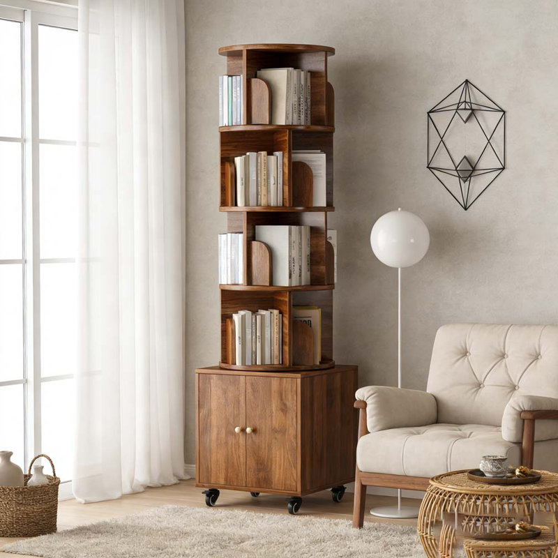 Bibliothèque rotative, Cabine brune en noyer
