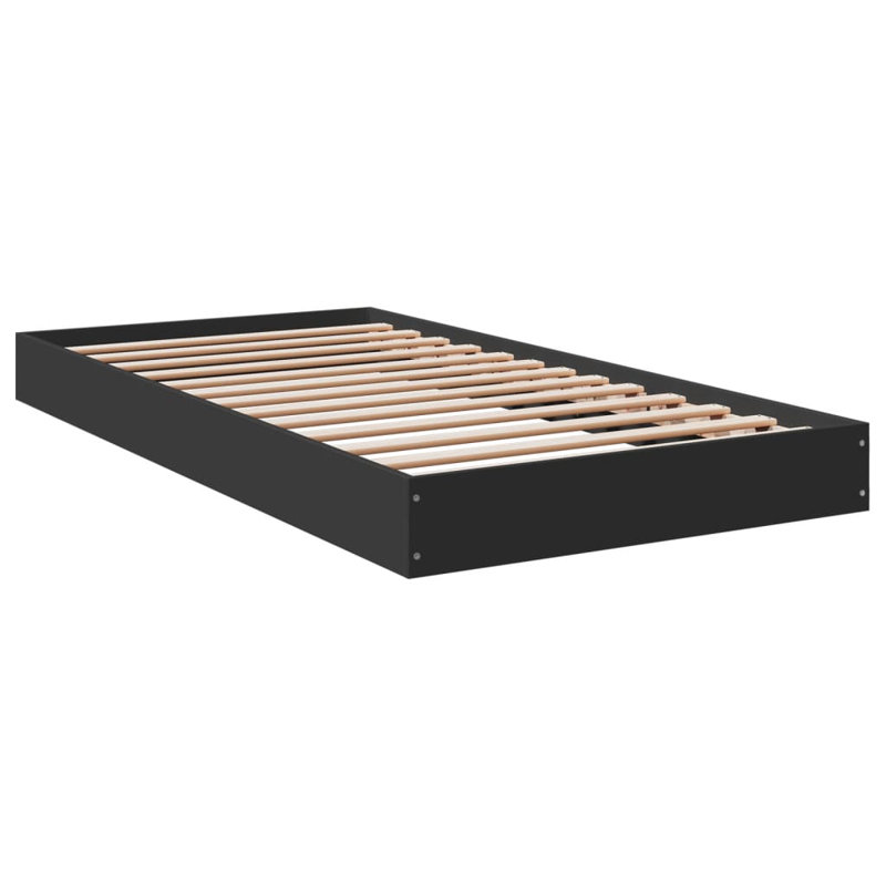 Vidaxl Bed Frame Engineered Wood, Black, 100 x 200cm