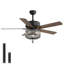 Élégant ventilateur de plafond noir moderne avec moteur à courant continu, pales en contreplaqué de 52 pouces et lumière en cristal