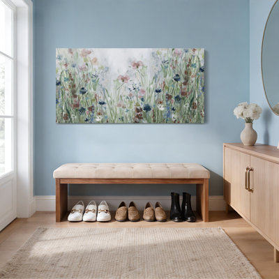 Floral Meadow, aquarelle sur toile tendue, reproduction d'art sur toile, ensemble de 1