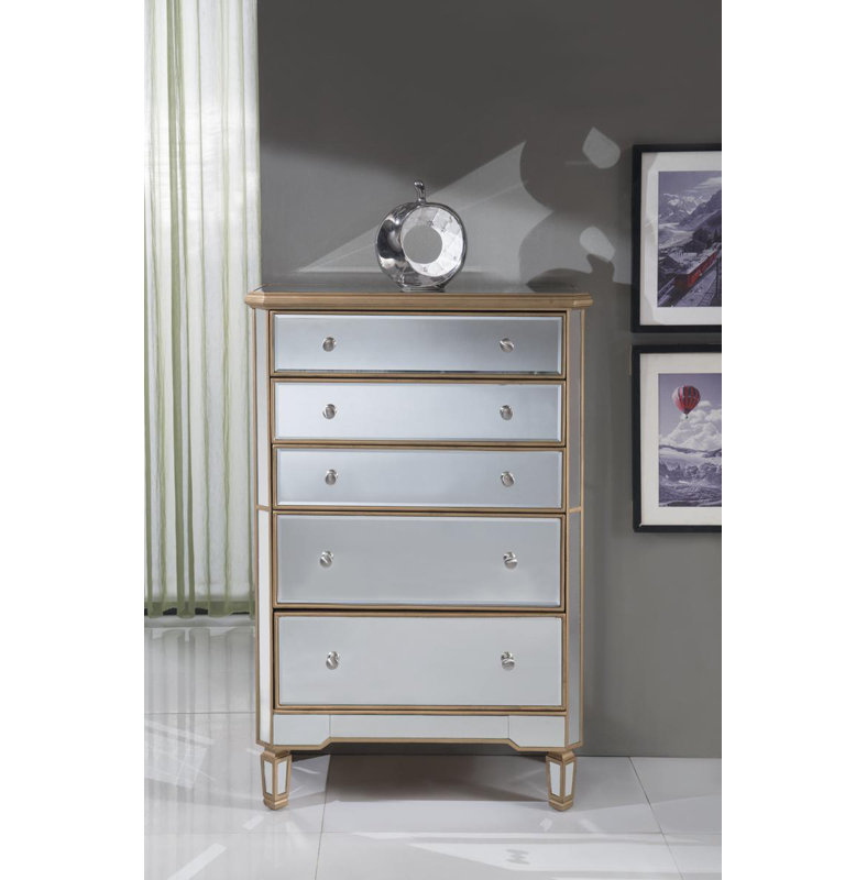 Caila 33'' W 5 - Drawer Dresser, Gold