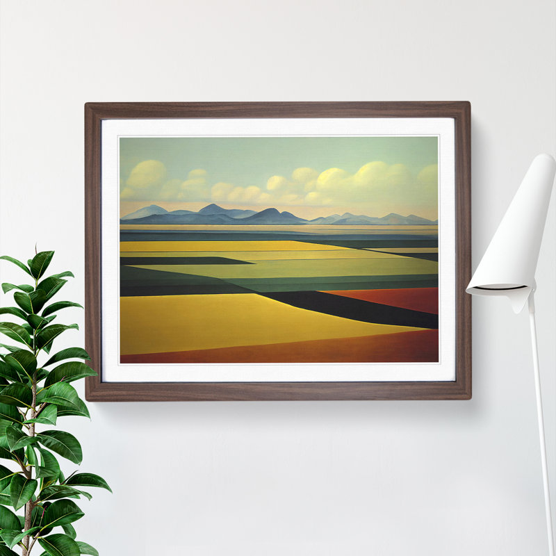 Fantastic Spring Meadow Landscape - Single Picture Frame Painting, 46cm H x 64cm W x 2cm D, Walnut