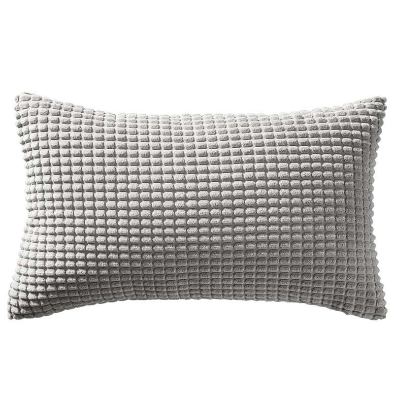 Houndstooth Cotton Blend Reversible Throw Pillow, Light Gray