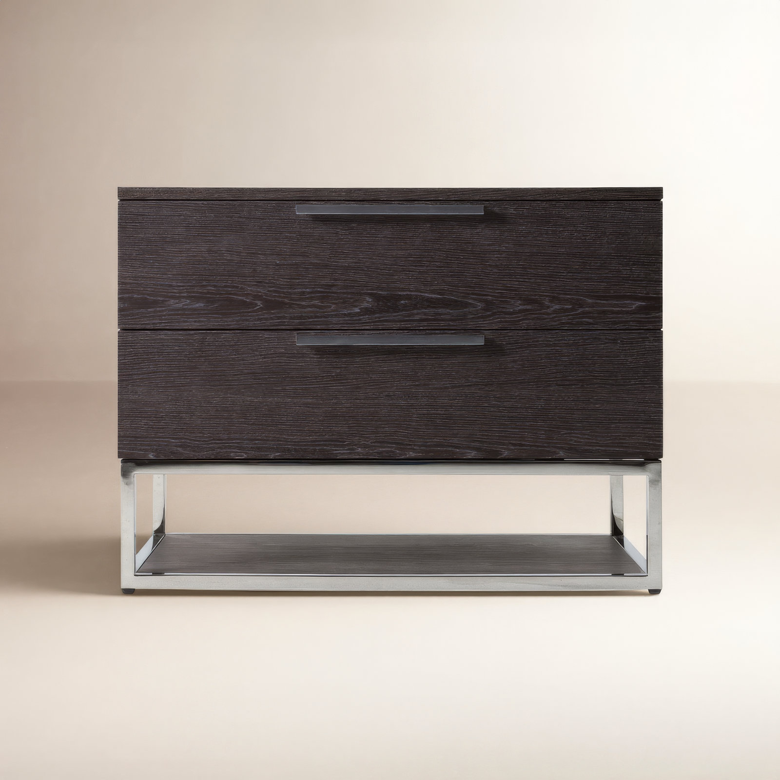 2-Drawer Mixed Material Nightstand, Gray Elm