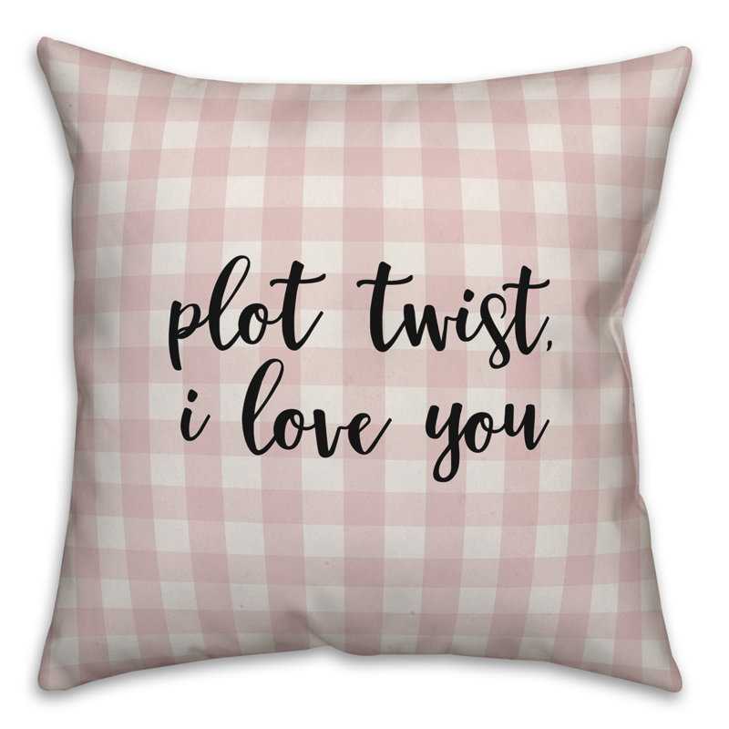  Coussin Plot Twist I Love You, Rose / Noir, Housse de coussin
