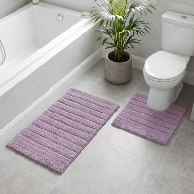 Mirianna Linear Ribbed Two Piece Bath Mat Set