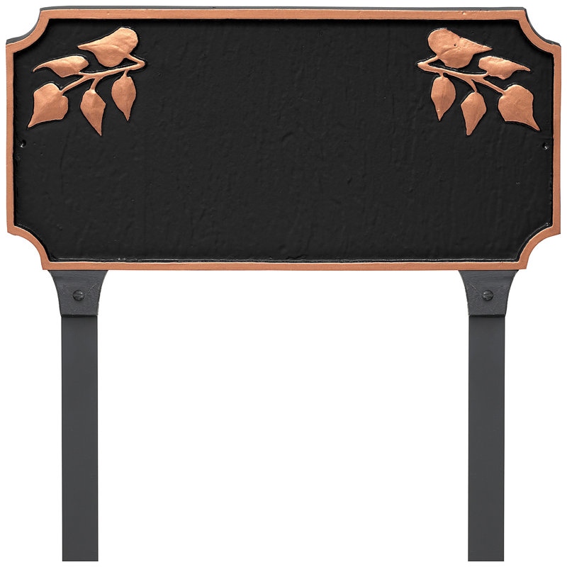 Plaque d'adresse Camden Ivy One Line avec piquets de pelouse, Noir / Cuivre