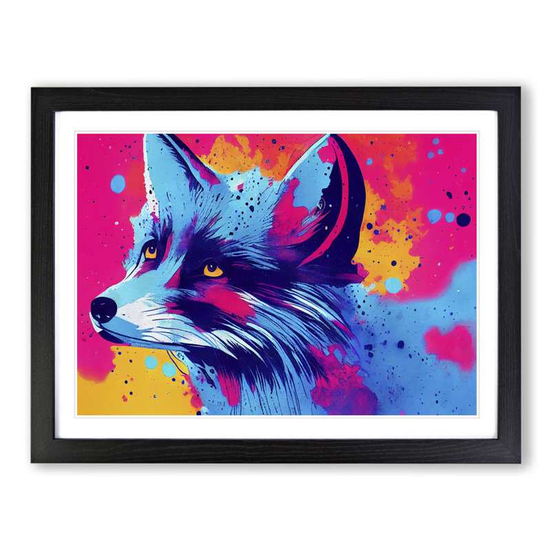 Fox Splatter Vol.5 Abstract - Single Picture Frame Print, Black, 25cm H x 34cm W x 2cm D