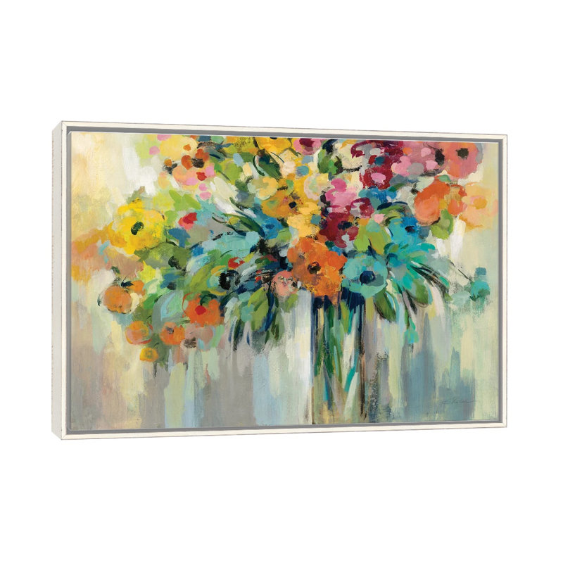 Nuage de fleurs par Silvia Vassileva - impression, H 40 po x l 60 po x P 1,5 po, Toile encadrée flottante blanc vieilli