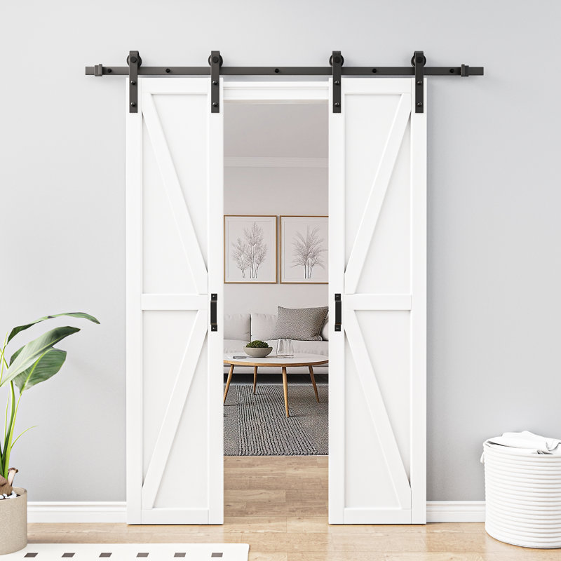 Double-K Solid Manufactured Wood Sliding Barn Door With Installation Hardware Kit, 36" x 84"