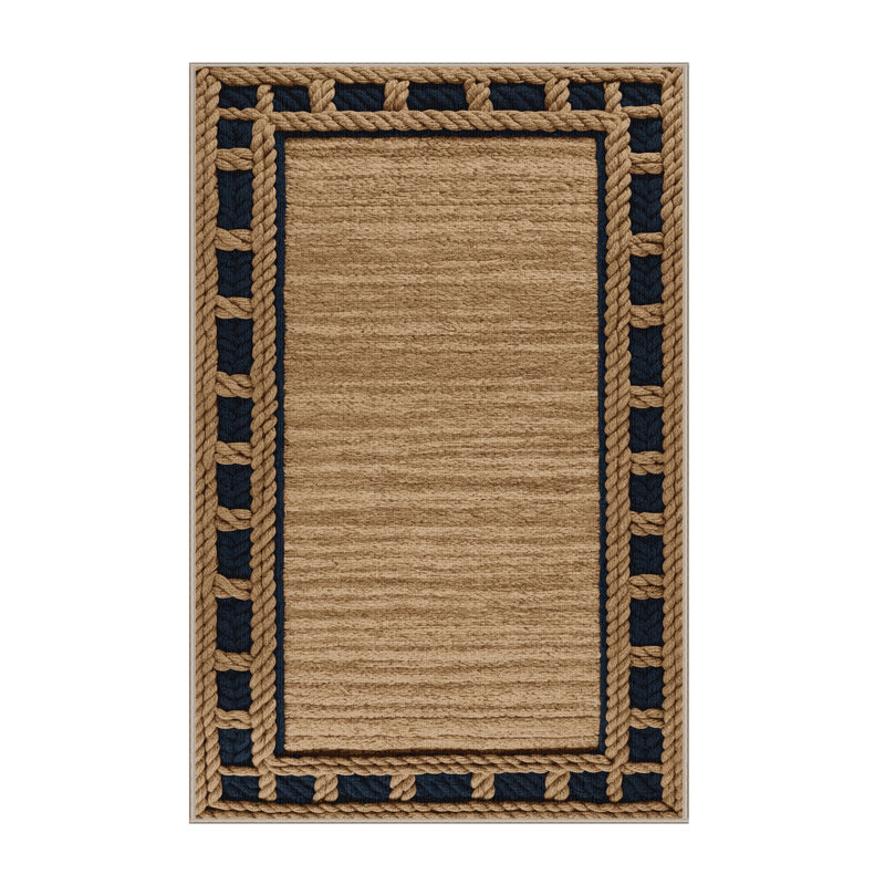  Tapis nautique lavable à bordures à nœuds, Rectangle 4pi x 6 pi