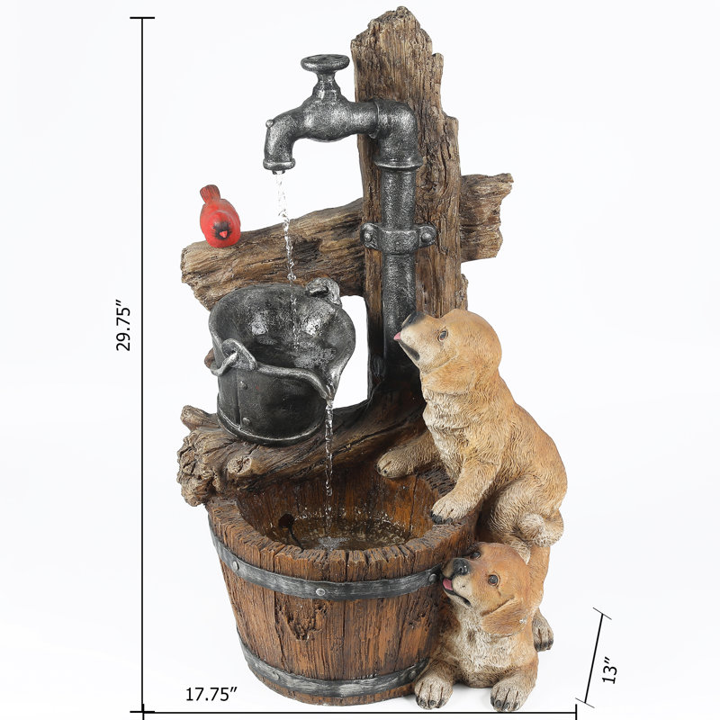Hand Crafted Weather Resistant Floor Fountain with Light
