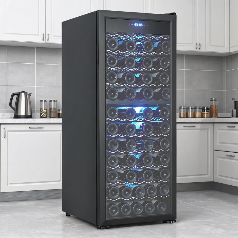 Refroidisseur à vin 80 bouteilles à deux zones, réfrigérateur à vin autoportant 41-64 ℉ avec contrôle tactile DEL, refroidisseur de boissons à porte en verre pour rouge, blanc et champagne