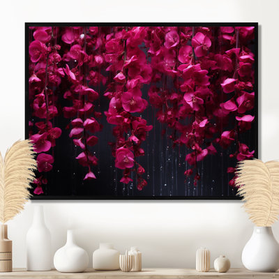 Pink and black Blossom Cascade fuschia flowers - Fuschia Canvas Wall Art