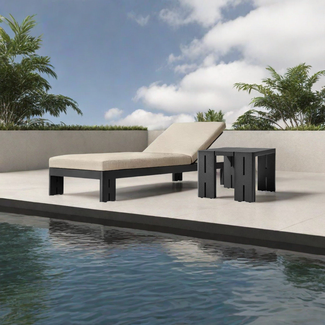 Elegance Furnishings Outdoor Allaluminum Pool Loungers By The Sea Outdoor Metal Chaise Lounge