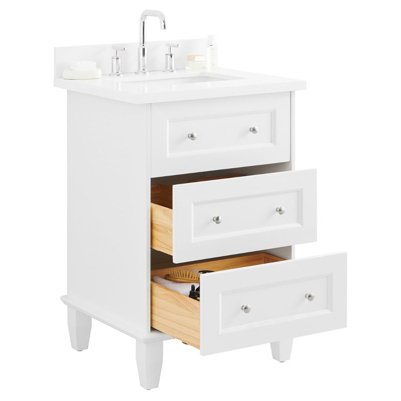 Nora 24" Freestanding Standard Single Bathroom Vanity with Top, White