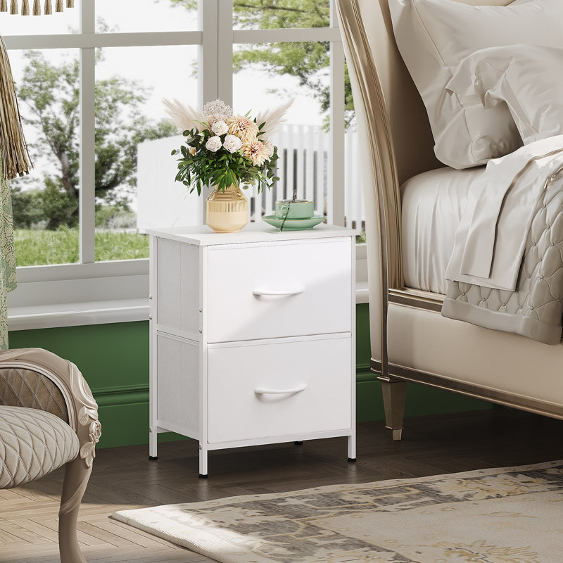 2 - Drawer Nightstand For Bedroom, Bedside Table with Metal Frame, End Table For Living Room, Small Dresser Chest of Drawer
