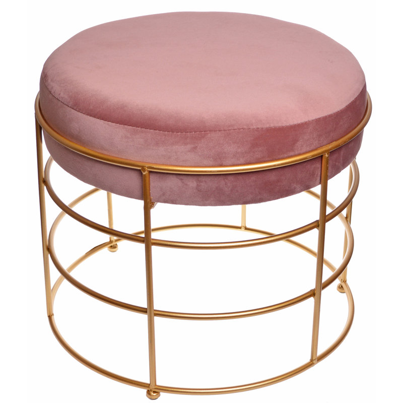Leland Metal Accent Stool, Pink