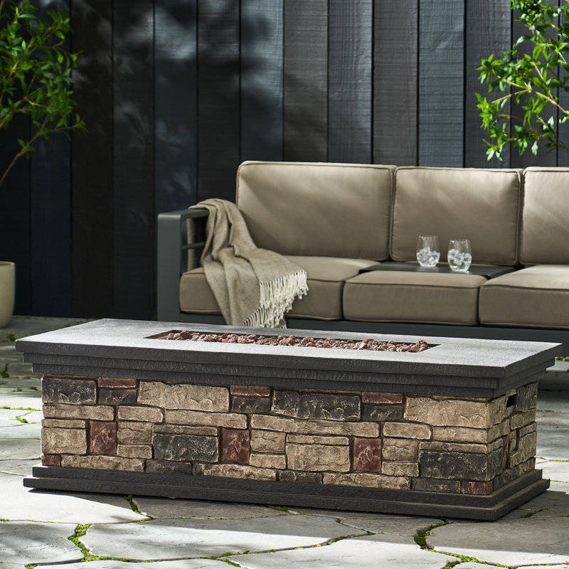Foyer rectangulaire 50 000, oxyde de magnésium, aspect pierre artificielle, l 57,88 po x P 25,59 po H 16,97 po, aucun assemblage requis, béton fabriqué, gris, requis cette seconde