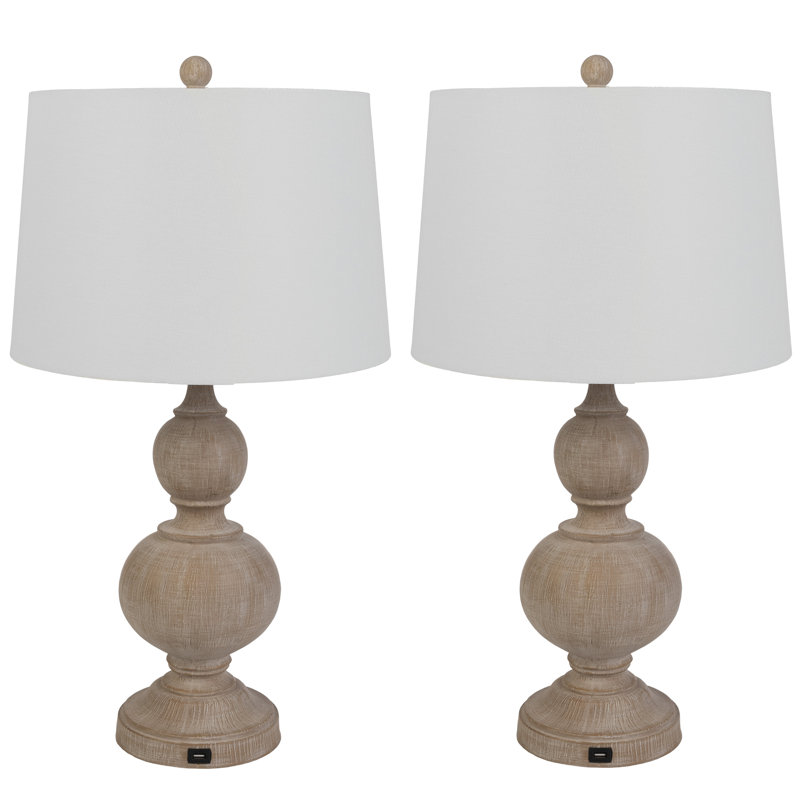 Brigands USB Table Lamp Set - Rustic Lamps with USB Charging Ports and LED Bulbs Included