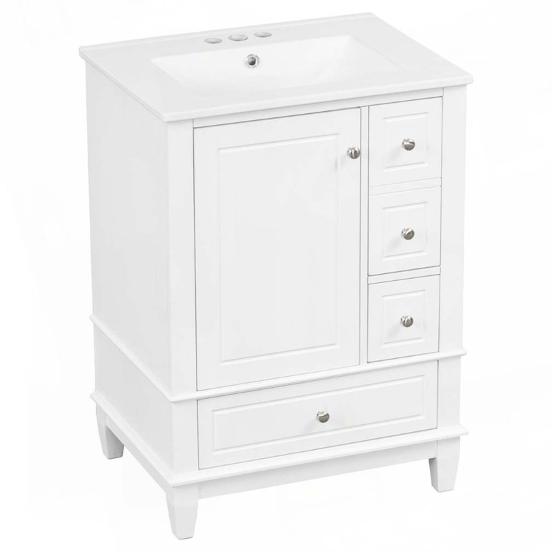 Meuble-lavabo 24 po avec lavabo en céramique, Blanc
