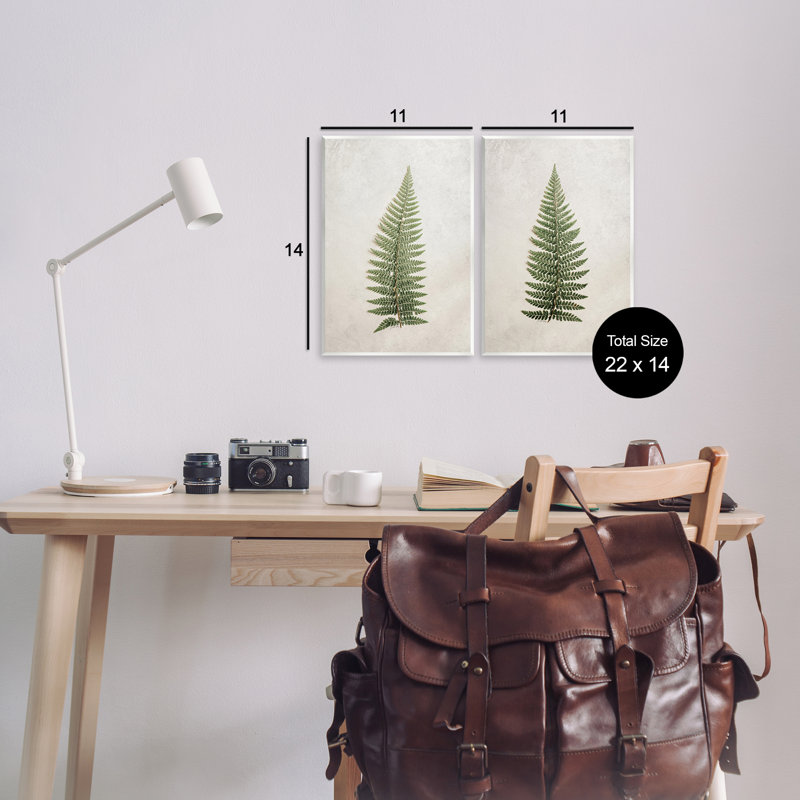«Realistic Fern Leaves», ensemble de 2 plaques murales d'art par Jennifer Rigsby