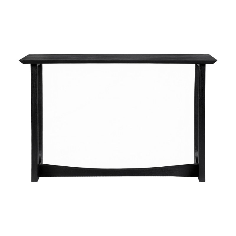 Black Mango Wood Round Side Table with Reverse Arch Base
