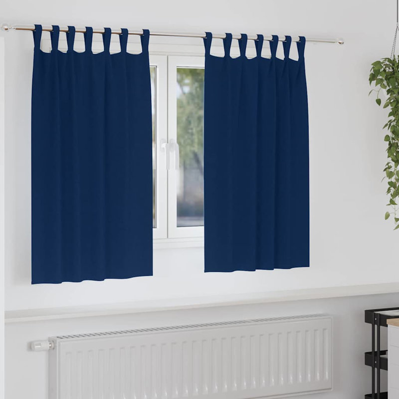 Curtains With Curtains 2 Pcs Polyester, Dark Blue, 140cm Width x 140cm Drop