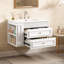 Meuble-lavabo avec 2 tiroirs, lavabo simple en céramique et armoire de rangement flottante moderne-780444686