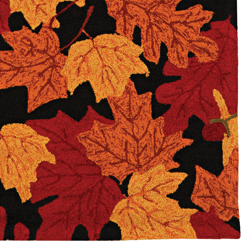 Millbrook Floral Handmade Tufted Black/Red/Orange Area Rug, Rectangle 8' x 10'
