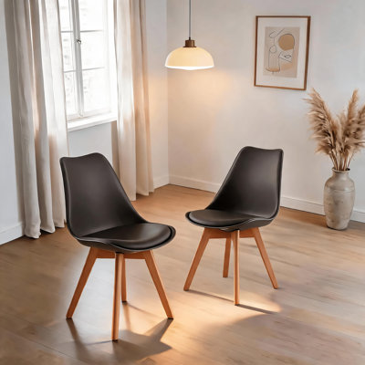 Gerton Pair of Grey Tulip Padded Dining Chairs
