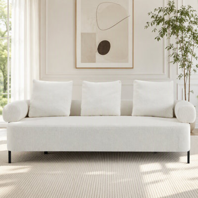 Modern 3-Seater Sofa with 3 Pillows, Beige