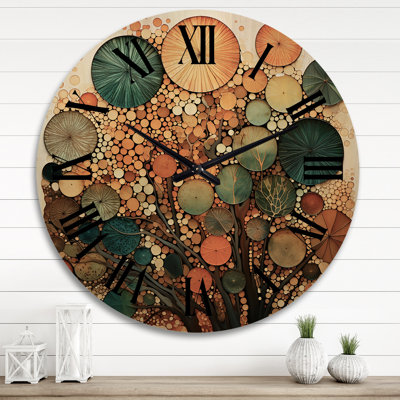 Hardedge Art Earthy Euphony VIII - Abstract Oversized Wood Wall Clock