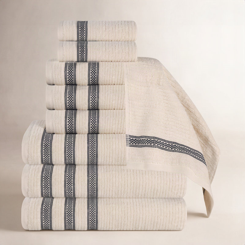 Ensemble de serviettes de bain 9 pièces Orley Zero Twist, Ivoire, 9 Piece Towel Set