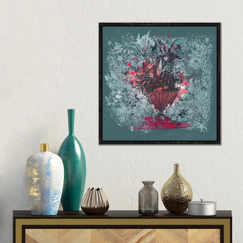 Bouquet Study by Teis Albers - Floater Frame Gallery-Wrapped Canvas Giclée on Canvas, 45.72 cm H x 45.72 cm W, Black