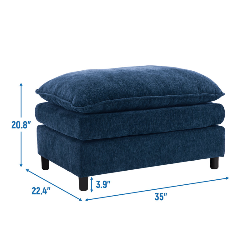 Comfy Chenille Ottomann For Living Room,Bedroom,Apartment, Blue